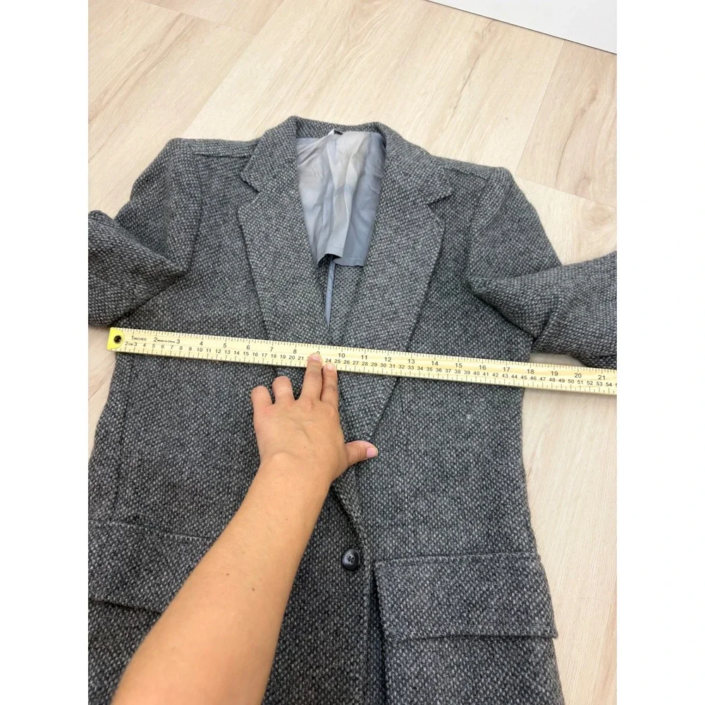 Ron Chereskin Sport Coat Men Medium Grey Tweed Wool Single Button Blazer Vintage